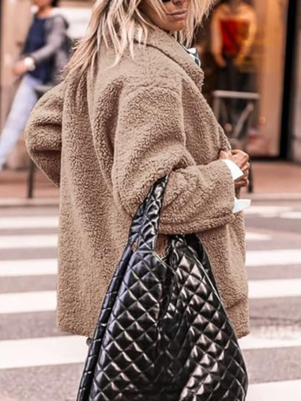🆕 Women's Winter Faux Fur Coats Long Sleeve Lapel Button Down Pockets Fleece - Picture 3 of 7